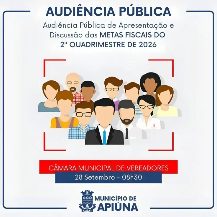 Prefeitura de Apiúna convoca população para audiência pública sobre metas fiscais