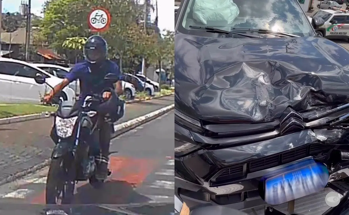 Motociclista em fuga da PM colide de frente com carro em Indaial