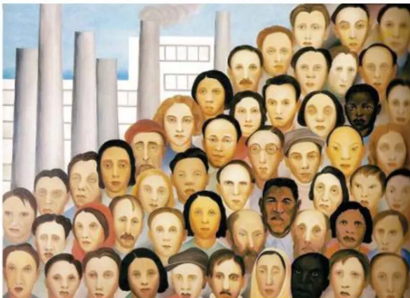 Alunos de escola pública realizam releitura da obra “Operários” de Tarsila do Amaral