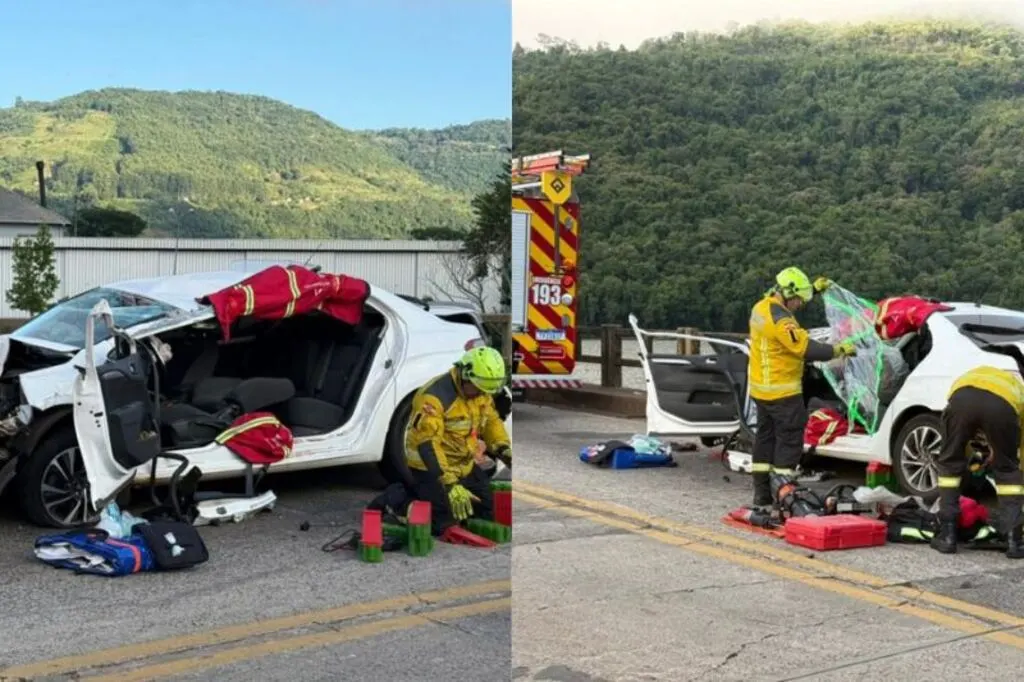 Acidente na ponte do Goio-Ên interdita trânsito entre Chapecó e o RS
