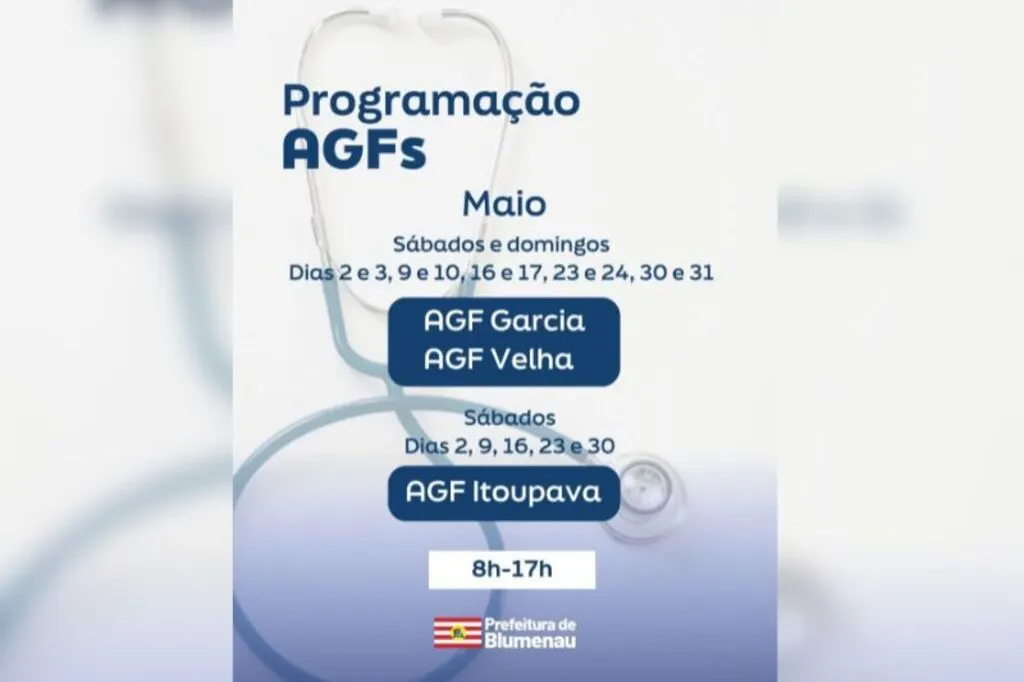 Blumenau mantém AGFs Garcia, Velha e Itoupava abertos nos fins de semana de maio